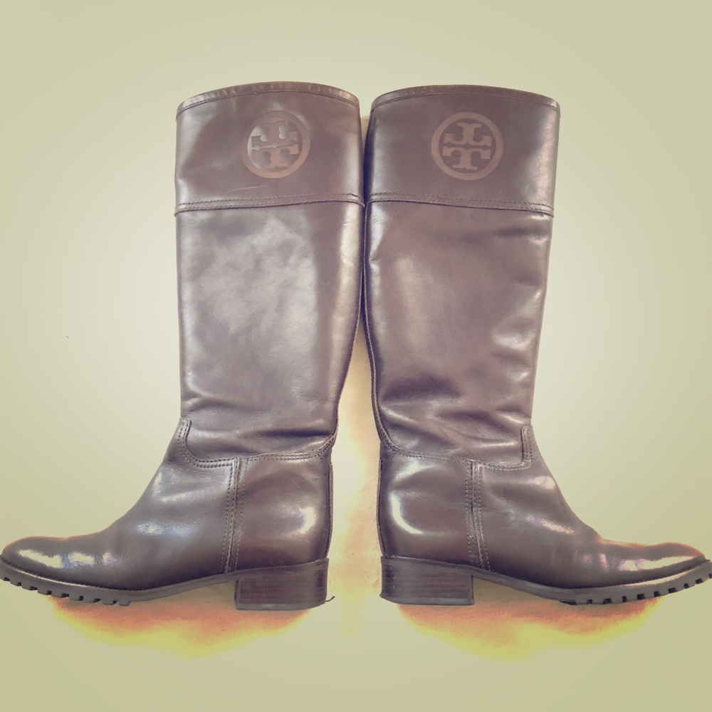 Tory Burch Logo Riding Boots